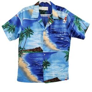 Vintage Shoreline Hawaii Tropical Island Hawaiian Shirt Men's Sz L Made in USA